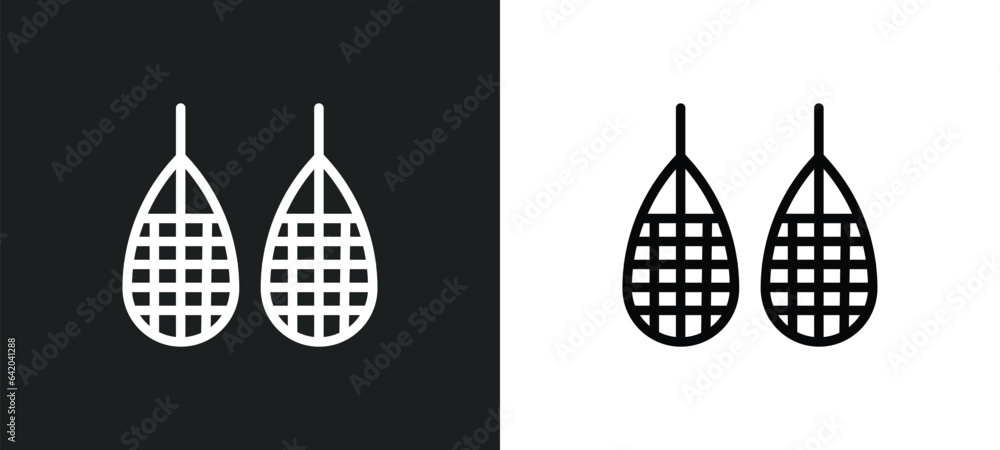 snowshoes icon isolated in white and black colors. snowshoes outline vector icon from winter collection for web, mobile apps and ui. snowshoes icon isolated in white and black colors. snowshoes outline vector icon from winter collection for web, mobile apps and ui.