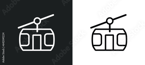 cable car cabin icon isolated in white and black colors. cable car cabin outline vector icon from winter collection for web, mobile apps and ui.