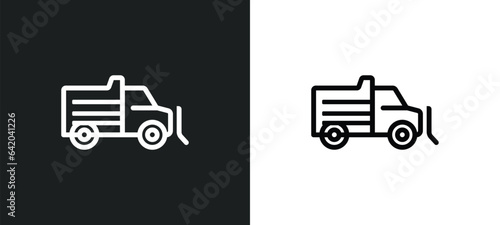 snowplow icon isolated in white and black colors. snowplow outline vector icon from winter collection for web, mobile apps and ui.