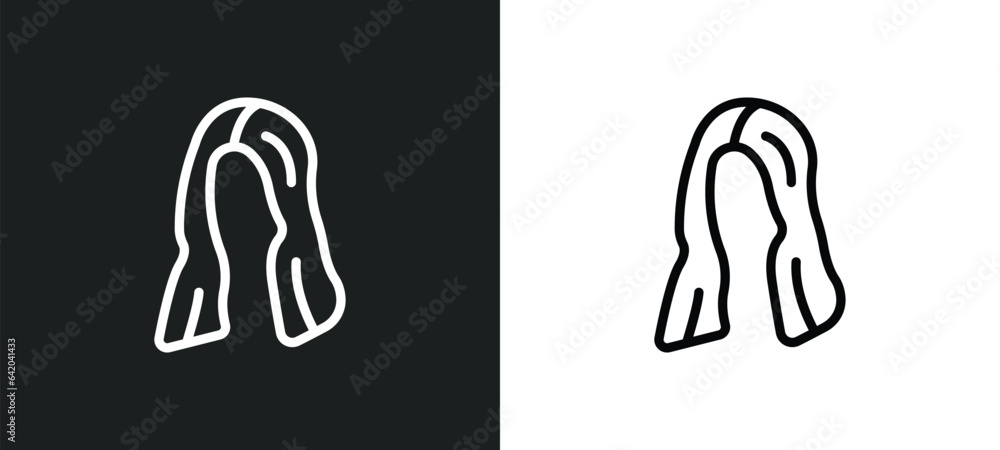 female long black hair? icon isolated in white and black colors. female long black hair? outline vector icon from woman clothing collection for web, mobile apps and ui. female long black hair? icon isolated in white and black colors. female long black hair? outline vector icon from woman clothing collection for web, mobile apps and ui.
