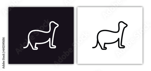 ferret icon isolated in white and black colors. ferret outline vector icon from animals collection for web, mobile apps and ui.