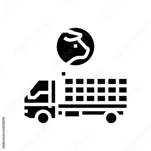 pig transport truck glyph icon vector. pig transport truck sign. isolated symbol illustration