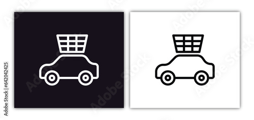 solar energy car icon isolated in white and black colors. solar energy car outline vector icon from artificial intellegence collection for web, mobile apps and ui.