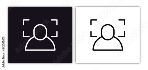 recognition icon isolated in white and black colors. recognition outline vector icon from artificial intelligence collection for web, mobile apps and ui.