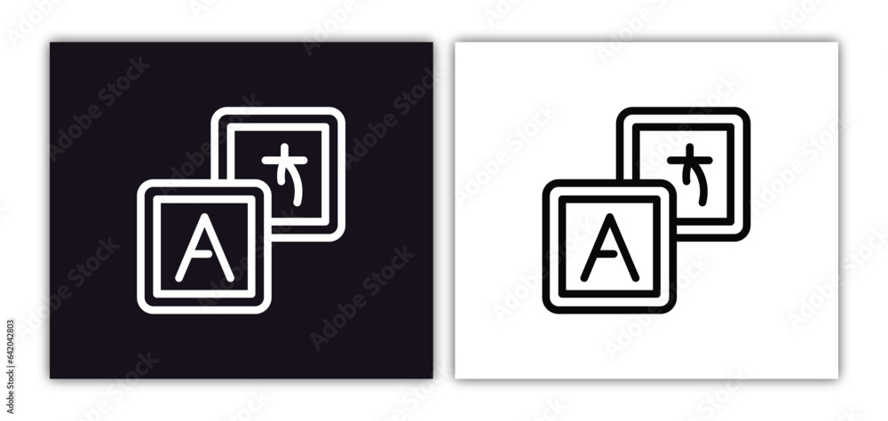 translation icon isolated in white and black colors. translation outline vector icon from artificial intelligence collection for web, mobile apps and ui. translation icon isolated in white and black colors. translation outline vector icon from artificial intelligence collection for web, mobile apps and ui.