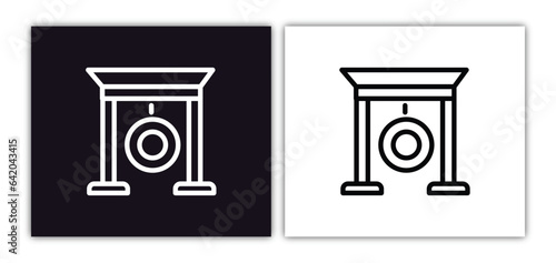 gong icon isolated in white and black colors. gong outline vector icon from asian collection for web, mobile apps and ui.