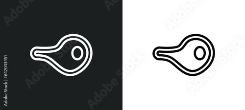 beef chop icon isolated in white and black colors. beef chop outline vector icon from bistro and restaurant collection for web, mobile apps and ui.