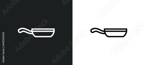 lateral pan icon isolated in white and black colors. lateral pan outline vector icon from bistro and restaurant collection for web, mobile apps and ui.