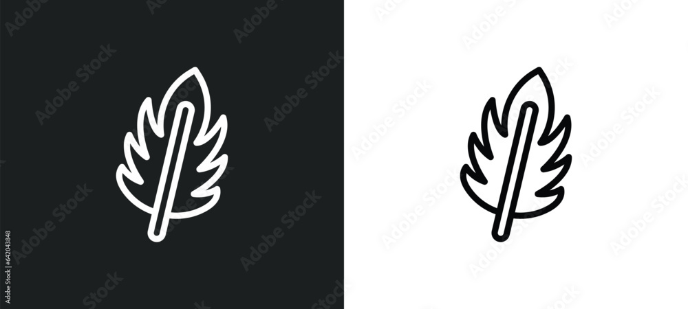 feathers icon isolated in white and black colors. feathers outline vector icon from brazilia collection for web, mobile apps and ui.