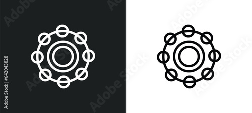 tambourine icon isolated in white and black colors. tambourine outline vector icon from brazilia collection for web, mobile apps and ui.