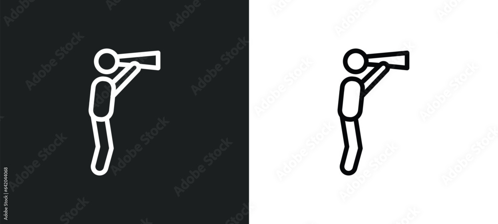 man looking icon isolated in white and black colors. man looking outline vector icon from business collection for web, mobile apps and ui. man looking icon isolated in white and black colors. man looking outline vector icon from business collection for web, mobile apps and ui.