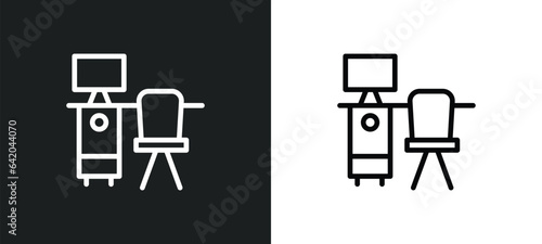work table icon isolated in white and black colors. work table outline vector icon from business collection for web, mobile apps and ui.