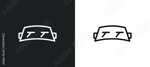 car windscreen icon isolated in white and black colors. car windscreen outline vector icon from car parts collection for web, mobile apps and ui.