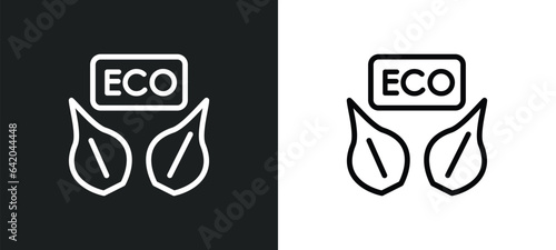 eco label icon isolated in white and black colors. eco label outline vector icon from commerce collection for web, mobile apps and ui.