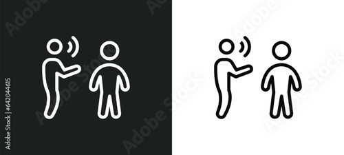 talking icon isolated in white and black colors. talking outline vector icon from communication collection for web, mobile apps and ui.