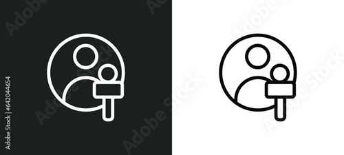 news reporter icon isolated in white and black colors. news reporter outline vector icon from communication collection for web, mobile apps and ui.