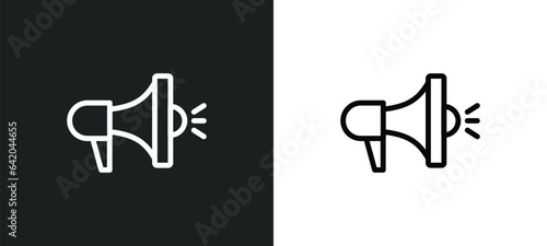 bullhorn icon isolated in white and black colors. bullhorn outline vector icon from communication collection for web, mobile apps and ui.