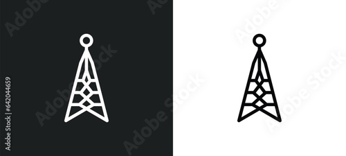 radio antenna icon isolated in white and black colors. radio antenna outline vector icon from communication collection for web, mobile apps and ui.