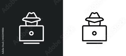 hack icon isolated in white and black colors. hack outline vector icon from cyber collection for web, mobile apps and ui.