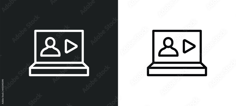 lecture icon isolated in white and black colors. lecture outline vector icon from e learning and education collection for web, mobile apps and ui. lecture icon isolated in white and black colors. lecture outline vector icon from e learning and education collection for web, mobile apps and ui.