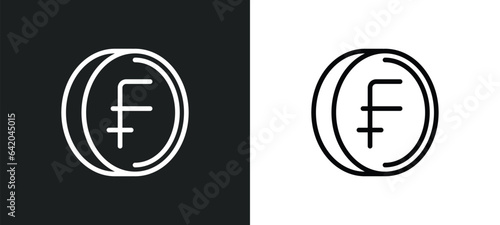 swiss franc icon isolated in white and black colors. swiss franc outline vector icon from e commerce and payment collection for web, mobile apps and ui.