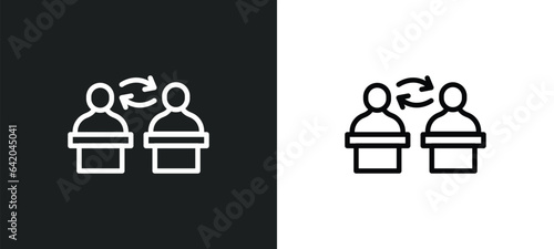 asynchronous learning icon isolated in white and black colors. asynchronous learning outline vector icon from e learning and education collection for web, mobile apps and ui.