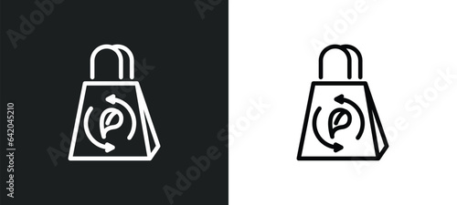 ecologic bag icon isolated in white and black colors. ecologic bag outline vector icon from ecology and environment collection for web, mobile apps and ui.
