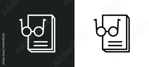 book and glasses icon isolated in white and black colors. book and glasses outline vector icon from education collection for web, mobile apps ui.