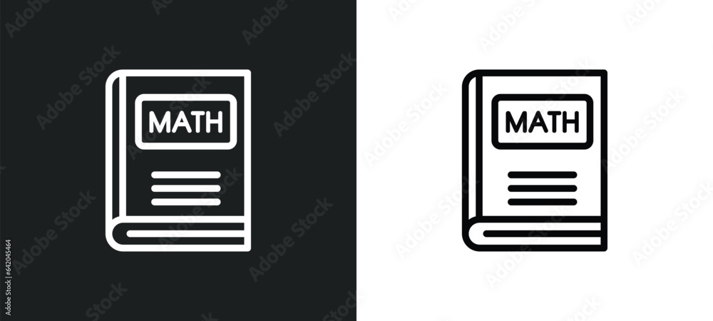 math book icon isolated in white and black colors. math book outline vector icon from education collection for web, mobile apps and ui. math book icon isolated in white and black colors. math book outline vector icon from education collection for web, mobile apps and ui.