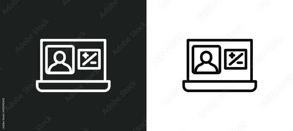online class icon isolated in white and black colors. online class outline vector icon from education collection for web, mobile apps and ui. online class icon isolated in white and black colors. online class outline vector icon from education collection for web, mobile apps and ui.