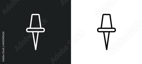 pushpin icon isolated in white and black colors. pushpin outline vector icon from education collection for web  mobile apps and ui.