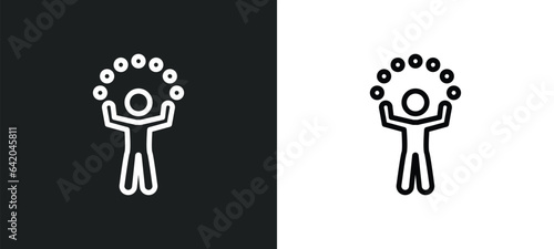 juggler icon isolated in white and black colors. juggler outline vector icon from magic collection for web, mobile apps and ui.