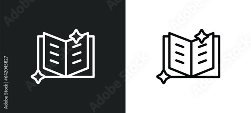 magic book icon isolated in white and black colors. magic book outline vector icon from magic collection for web, mobile apps and ui.