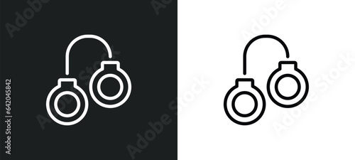 handcuffs icon isolated in white and black colors. handcuffs outline vector icon from magic collection for web, mobile apps and ui.