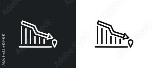 lowering graph icon isolated in white and black colors. lowering graph outline vector icon from marketing collection for web, mobile apps and ui.