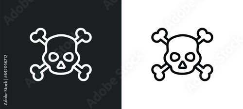 skull and bone icon isolated in white and black colors. skull and bone outline vector icon from medical collection for web, mobile apps ui.