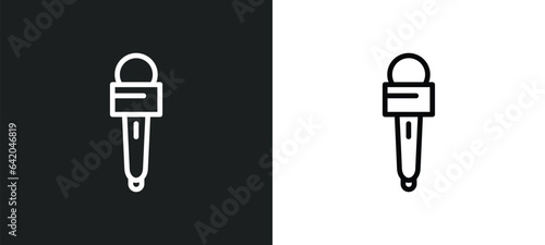 microphone for journalists icon isolated in white and black colors. microphone for journalists outline vector icon from multimedia collection for web, mobile apps and ui.