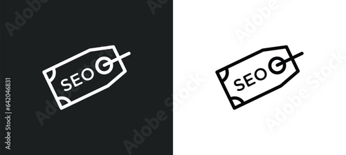 seo tag icon isolated in white and black colors. seo tag outline vector icon from multimedia collection for web, mobile apps and ui.