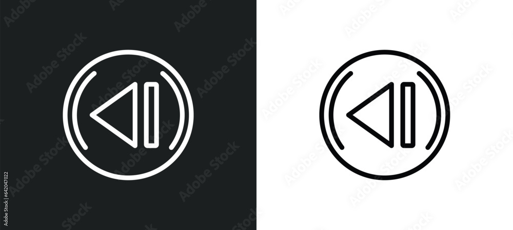 previous track button icon isolated in white and black colors. previous track button outline vector icon from music collection for web, mobile apps and ui.