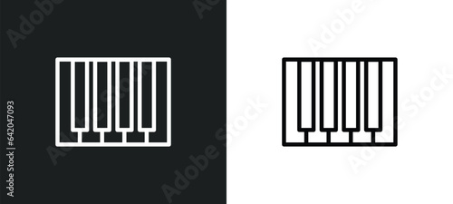 seven piano keys icon isolated in white and black colors. seven piano keys outline vector icon from music collection for web, mobile apps and ui.