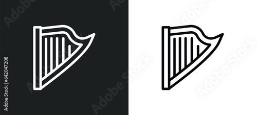 harp icon isolated in white and black colors. harp outline vector icon from music collection for web, mobile apps and ui.