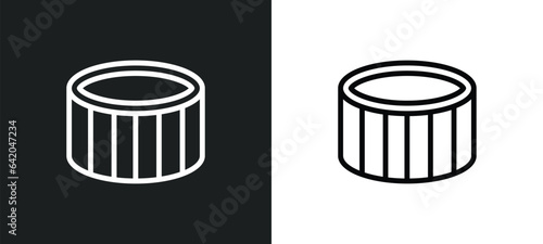 snare drum icon isolated in white and black colors. snare drum outline vector icon from music collection for web, mobile apps and ui.