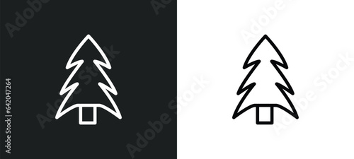 pine tree icon isolated in white and black colors. pine tree outline vector icon from nature collection for web, mobile apps and ui.