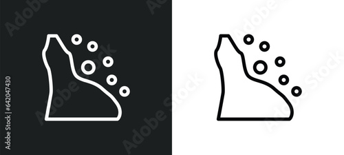 snowslide icon isolated in white and black colors. snowslide outline vector icon from nature collection for web, mobile apps and ui.