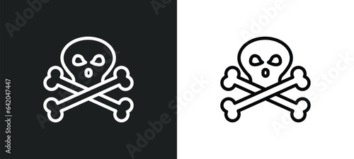 skull and bones icon isolated in white and black colors. skull and bones outline vector icon from nautical collection for web, mobile apps ui.
