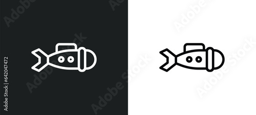 submarine icon isolated in white and black colors. submarine outline vector icon from nautical collection for web, mobile apps and ui.