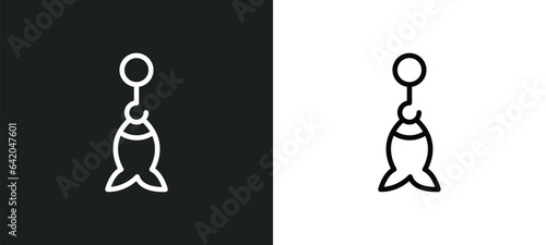 fish shaped bait icon isolated in white and black colors. fish shaped bait outline vector icon from nautical collection for web, mobile apps and ui.