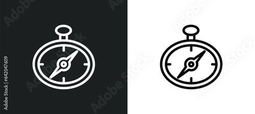 compass inclined icon isolated in white and black colors. compass inclined outline vector icon from nautical collection for web, mobile apps and ui.