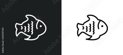 fish facing right icon isolated in white and black colors. fish facing right outline vector icon from nautical collection for web, mobile apps and ui.