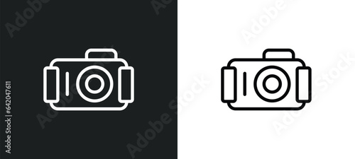 water resist camera icon isolated in white and black colors. water resist camera outline vector icon from nautical collection for web, mobile apps and ui.